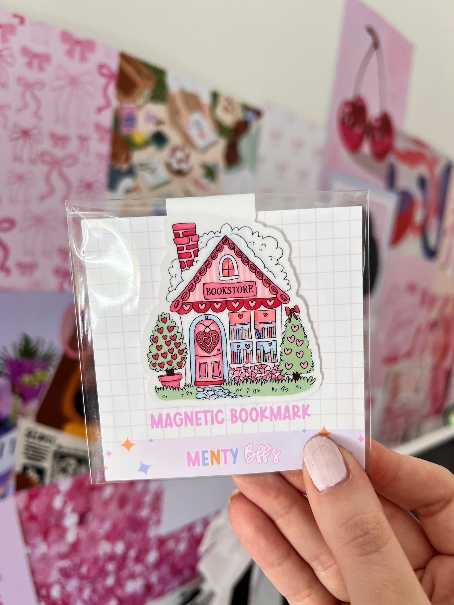 Romance Bookstore Magnetic Bookmark | Demure | Romance book | Pink