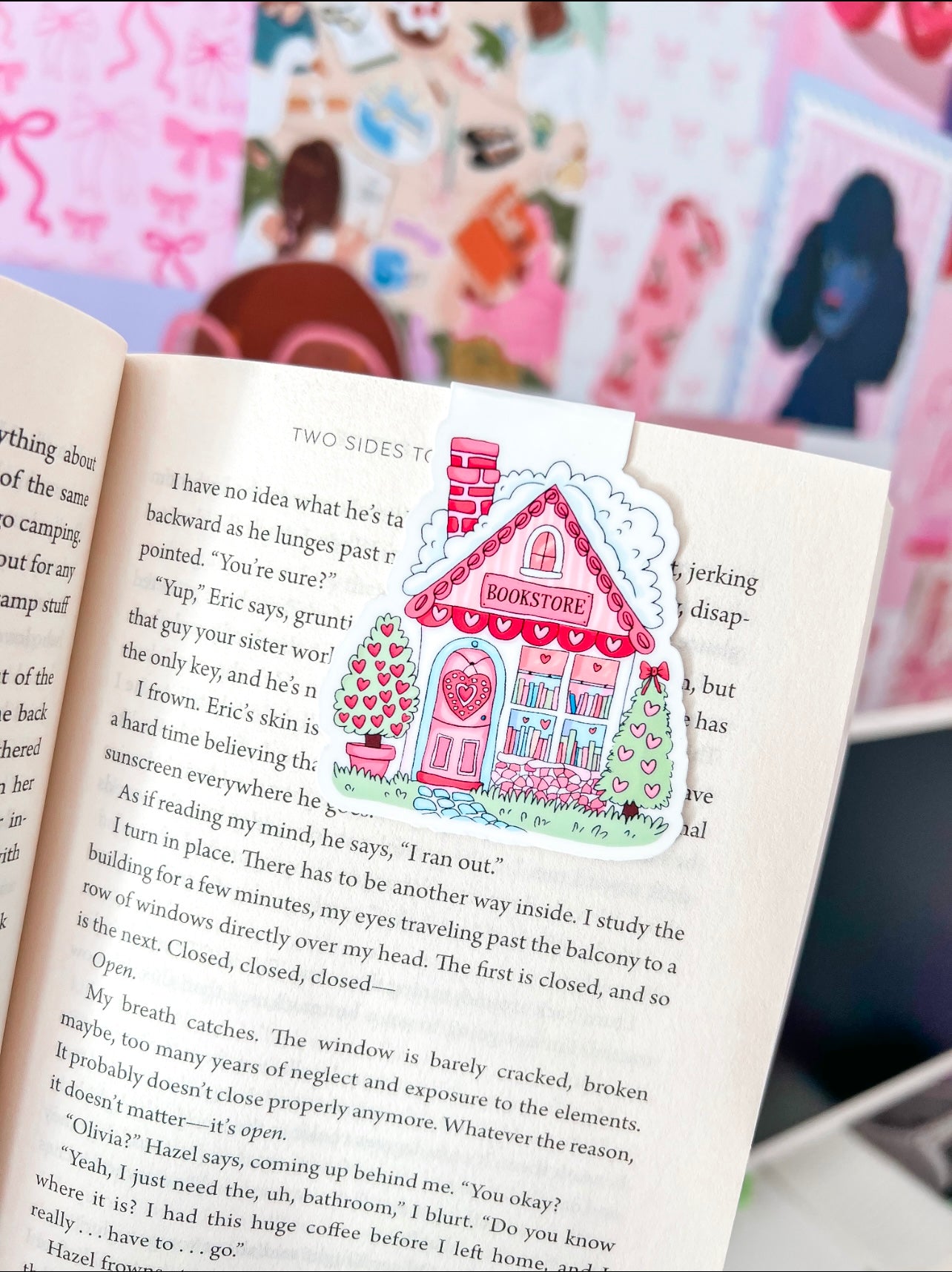 Romance Bookstore Magnetic Bookmark | Demure | Romance book | Pink