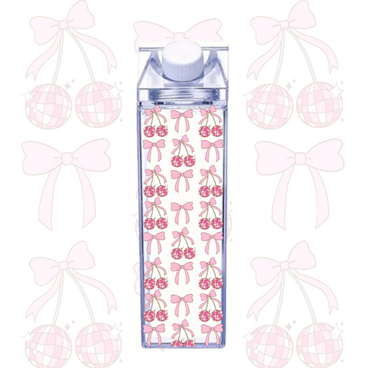 Milk Carton bottle | Cherry Bow | Cute | Demure | Girlie