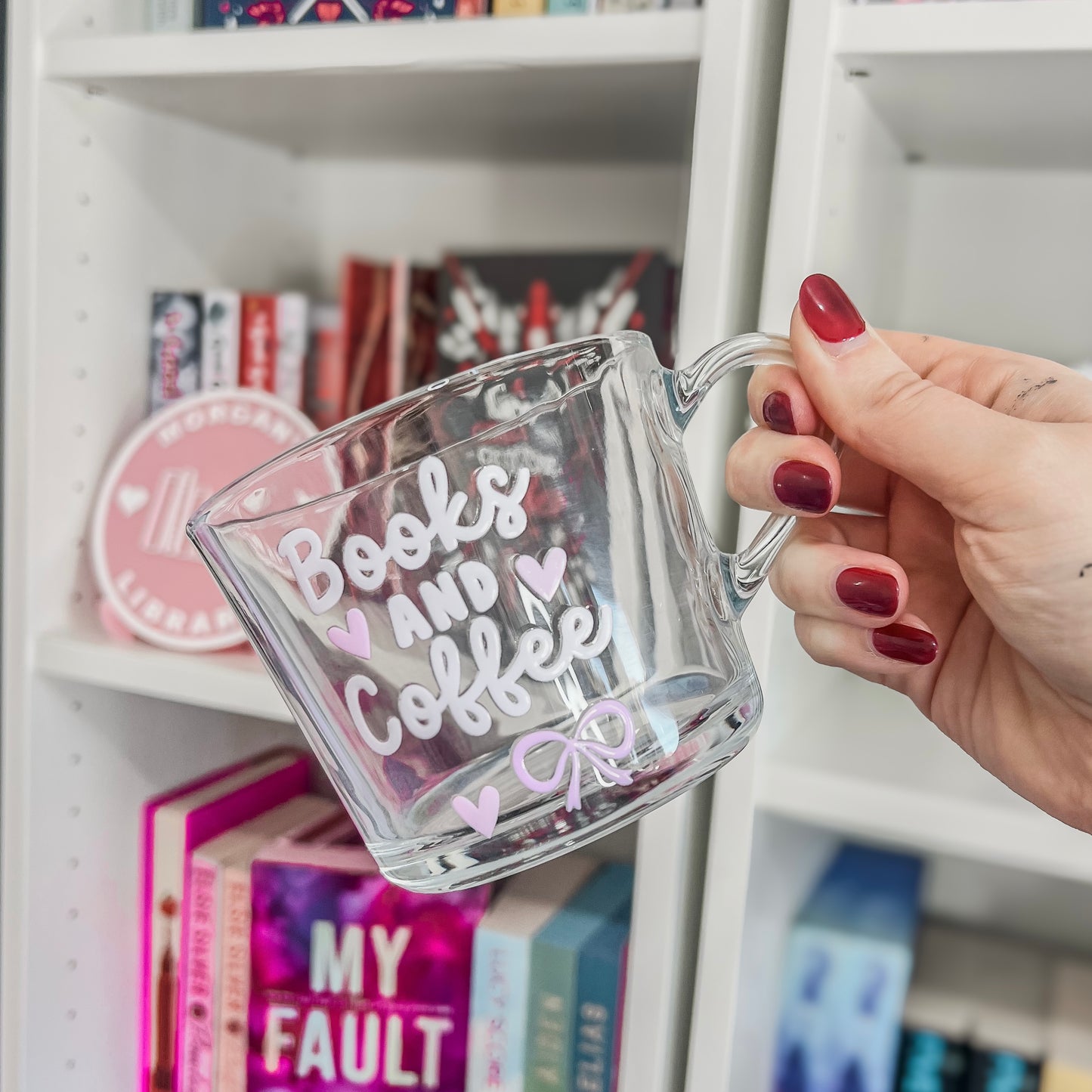 Books and Coffee Glass Mug