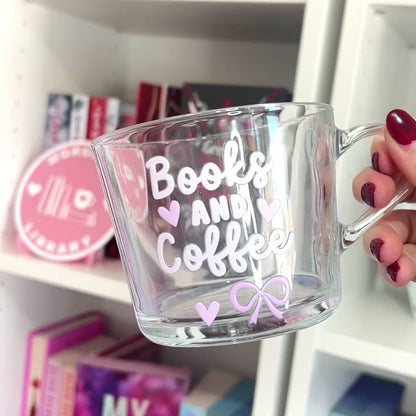 Books and Coffee Glass Mug